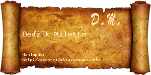 Deák Miletta névjegykártya